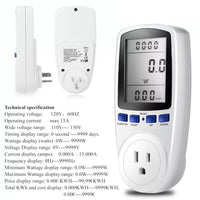 Digital Power Saving Energy Monitor Watt Amp Volt KWh Meter Electricity Analyzer Power Meter Plug, Power Consumption Monitor With Digital LCD Display
