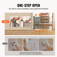 VEVOR Retractable Baby Gate, Tall Mesh Baby Gate, Extends Up To 60 Wide Retractable Gate For Kids Or Pets, Retractable Dog Gates For Indoor Stairs, Doorways, Hallways, Playrooms, Gray