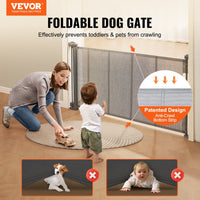 VEVOR Retractable Baby Gate, Tall Mesh Baby Gate, Extends Up To 60 Wide Retractable Gate For Kids Or Pets, Retractable Dog Gates For Indoor Stairs, Doorways, Hallways, Playrooms, Gray