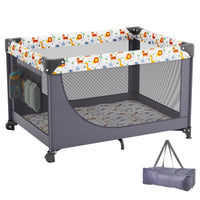 VEVOR Baby Playpen Quick-Folding Portable Baby Toddler Fence Play Yard & Wheels