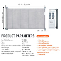 VEVOR Retractable Baby Gate, Tall Mesh Baby Gate, Extends Up To 60 Wide Retractable Gate For Kids Or Pets, Retractable Dog Gates For Indoor Stairs, Doorways, Hallways, Playrooms, Gray