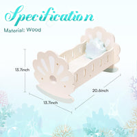 ROBOTIME Baby Doll Crib, Baby Doll Bed, Doll Rocking Cradle Baby Doll Accessories Furniture With Bedding For 18 Inch Dolls