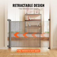 VEVOR Retractable Baby Gate, Tall Mesh Baby Gate, Extends Up To 60 Wide Retractable Gate For Kids Or Pets, Retractable Dog Gates For Indoor Stairs, Doorways, Hallways, Playrooms, Gray