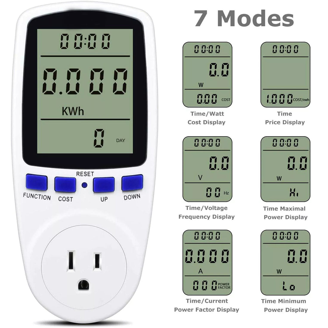 Digital Power Saving Energy Monitor Watt Amp Volt KWh Meter Electricity Analyzer Power Meter Plug, Power Consumption Monitor   With Digital LCD Display
