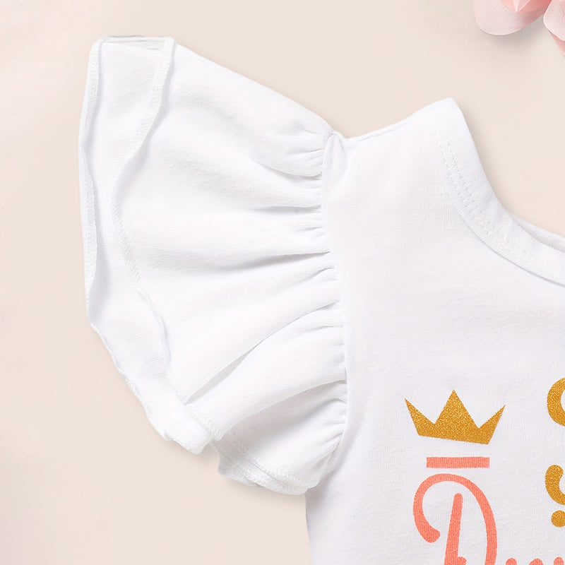 Newborn Baby Girl Outfits Infant Letter Print Romper Tutu Skirt Headband Coming Home Clothes Set