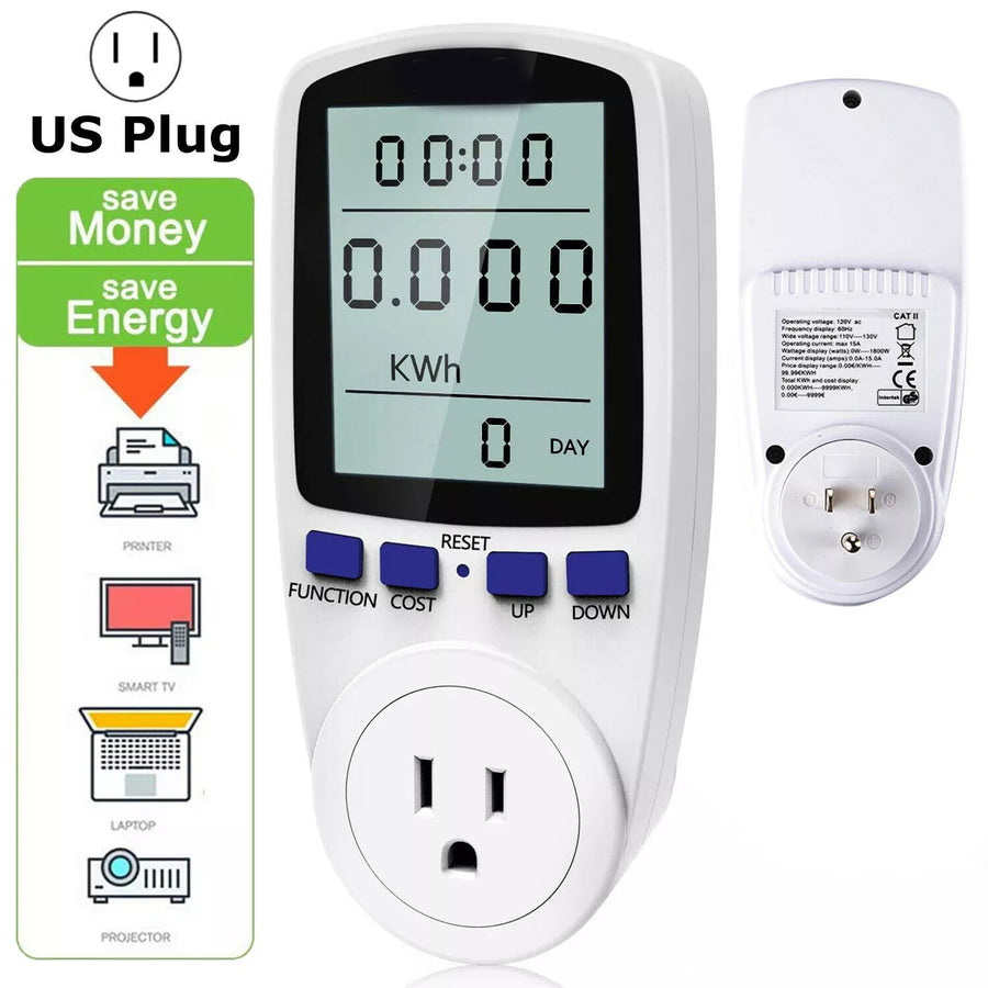 Digital Power Saving Energy Monitor Watt Amp Volt KWh Meter Electricity Analyzer Power Meter Plug, Power Consumption Monitor   With Digital LCD Display