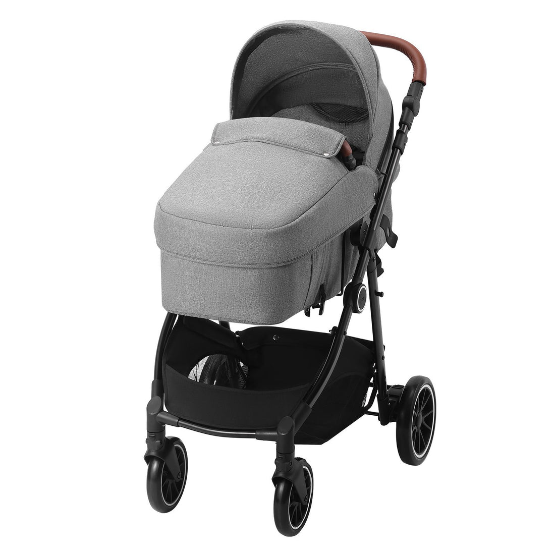 VEVOR Standard Baby Stroller, Infant Toddler Stroller With Bassinet, 3rd-Gear Adjustable Backrest & Foldable & Reversible Seat, Carbon Steel Newborn Stroller With Leg Cover And Mesh Net, Dark Grey