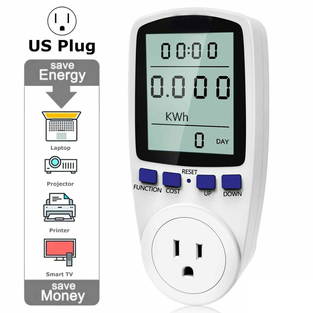 Digital Power Saving Energy Monitor Watt Amp Volt KWh Meter Electricity Analyzer Power Meter Plug, Power Consumption Monitor   With Digital LCD Display