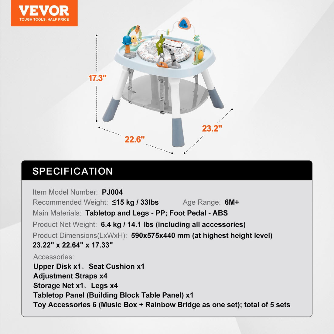 VEVOR Baby Activity Center Interactive Play Center Table With Toys Music Songs